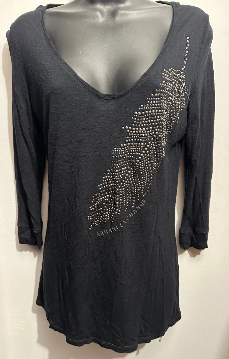 Armani Exchange Black Embellished Top - Size M