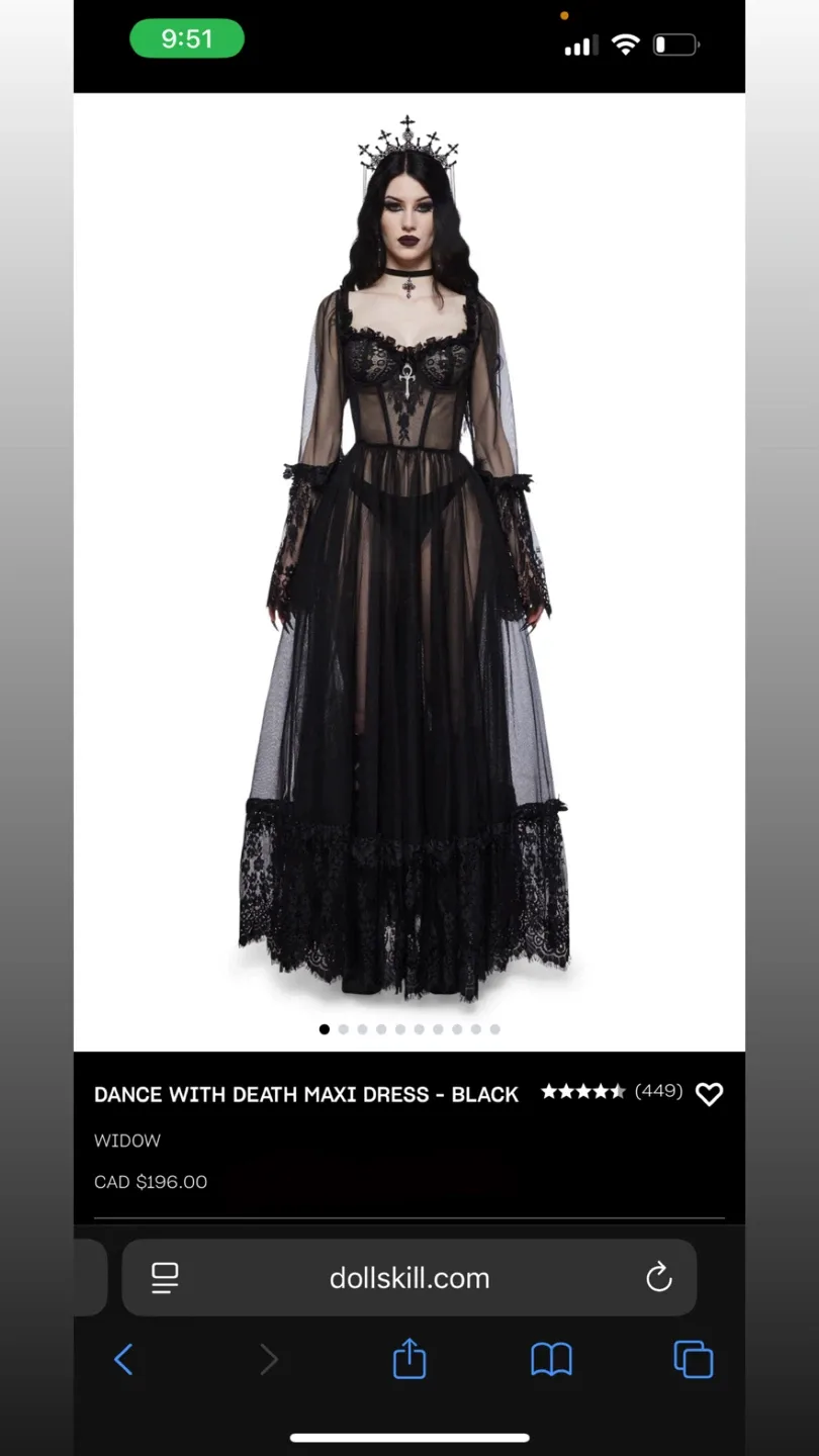 Dollskill Widow Dance With Death Maxi Dress - Black thumbnail