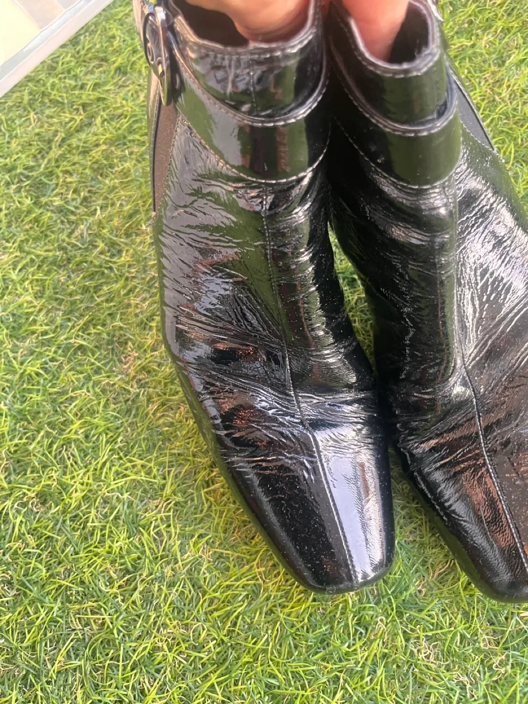 Robert Carpucci Black Patent Leather Ankle Boots thumbnail