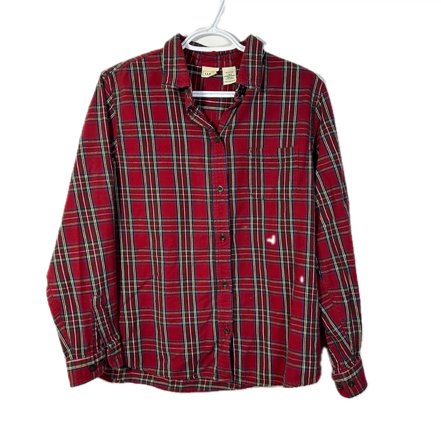 L.L.Bean Women's Flannel Shirt - Red Plaid, Size Large thumbnail