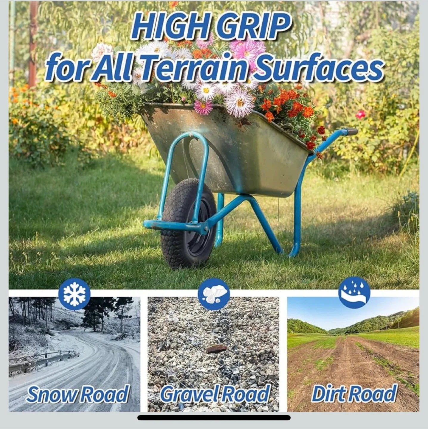 14.5”Heavy duty solid tire - wheelbarrow, trolly, lawn mover image indicator(4)