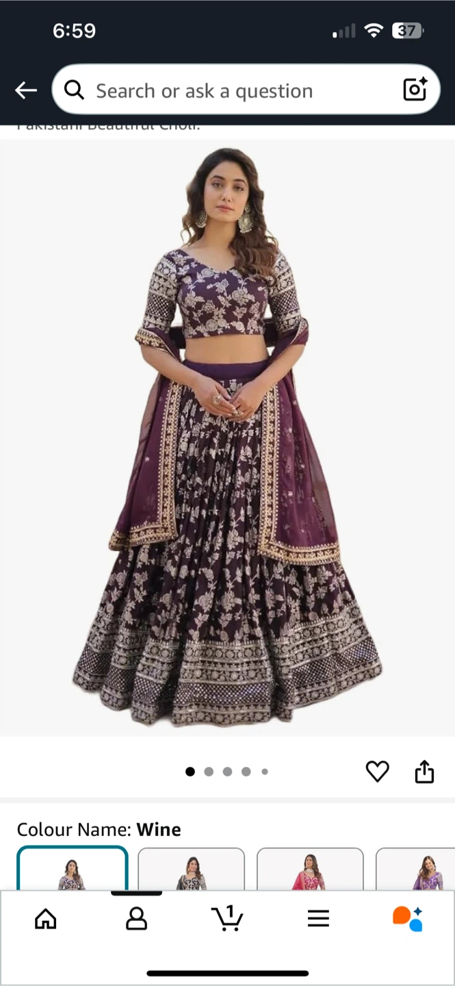 Wine Floral Lehenga Choli Set - photo 4
