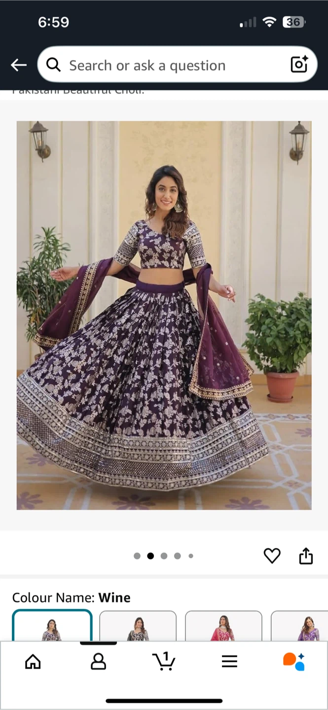 Wine Floral Lehenga Choli Set - photo 5