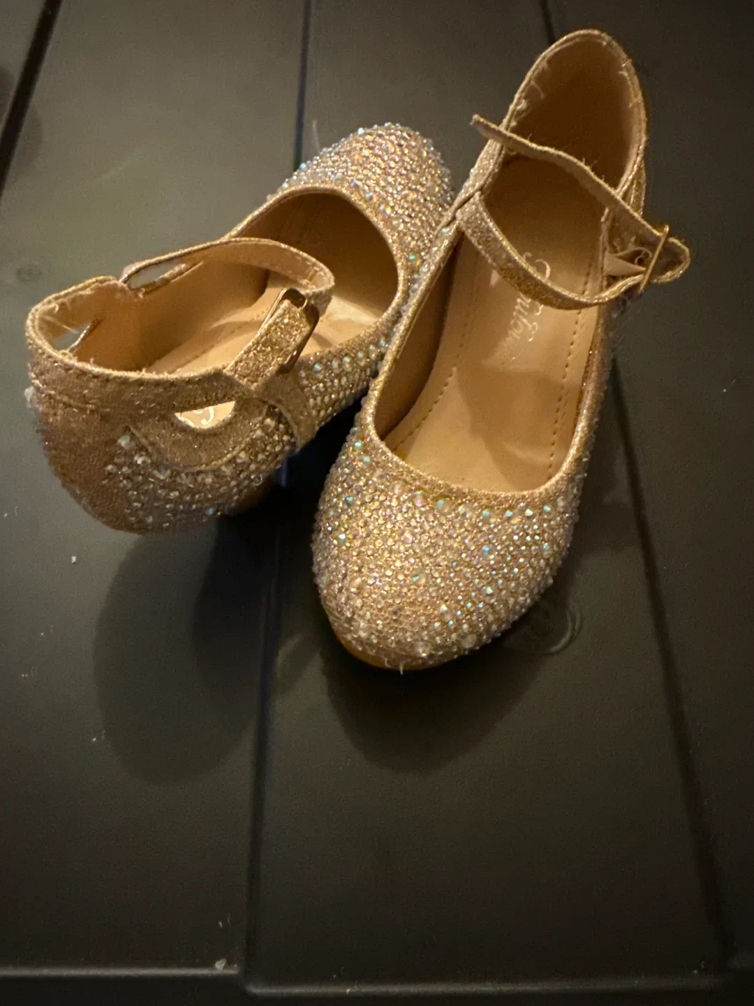 Girls' Gold Glittery Dress Shoes - Size 12 thumbnail