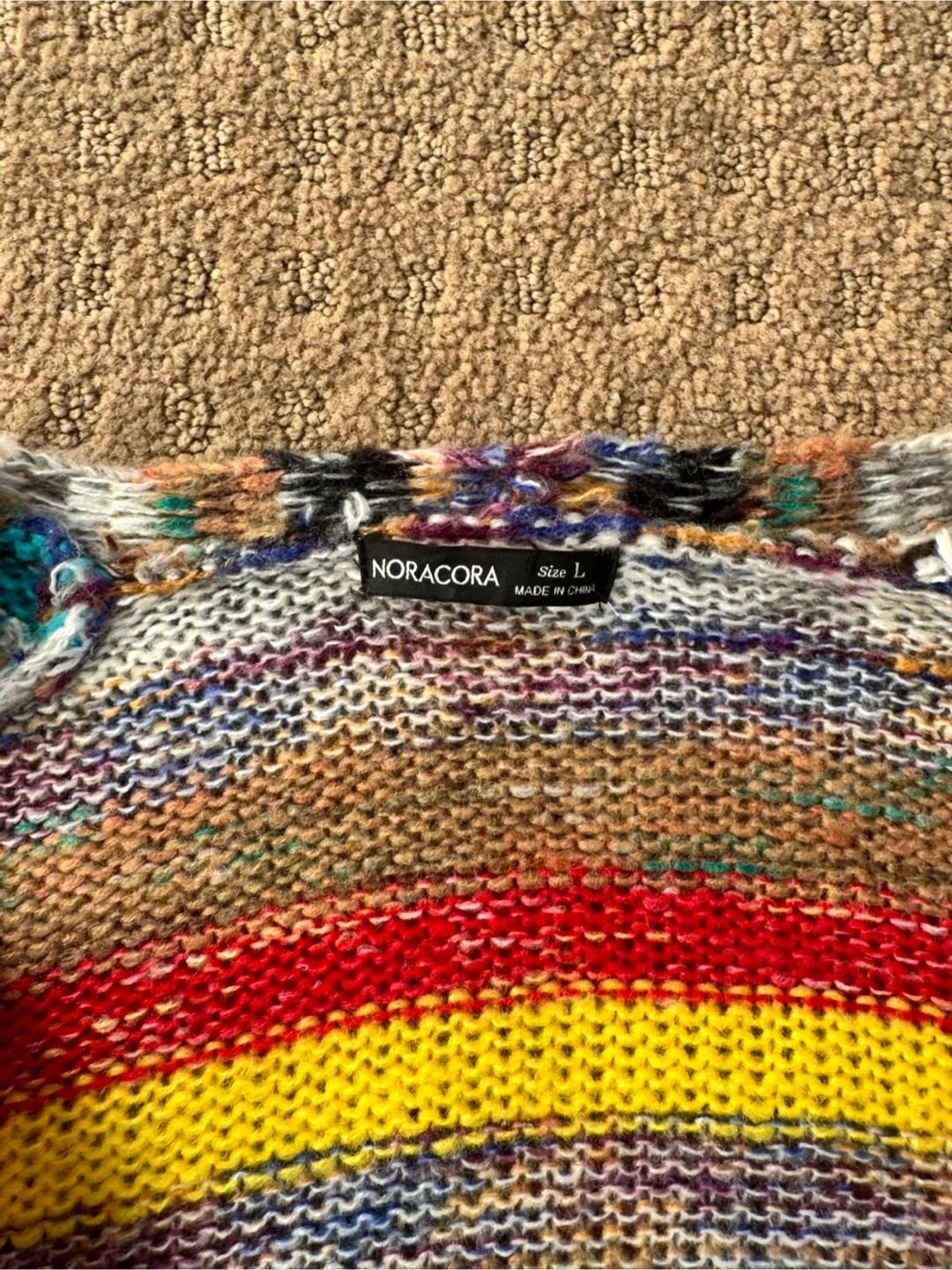 Noracora Size L Striped Knit Cardigan image indicator(2)