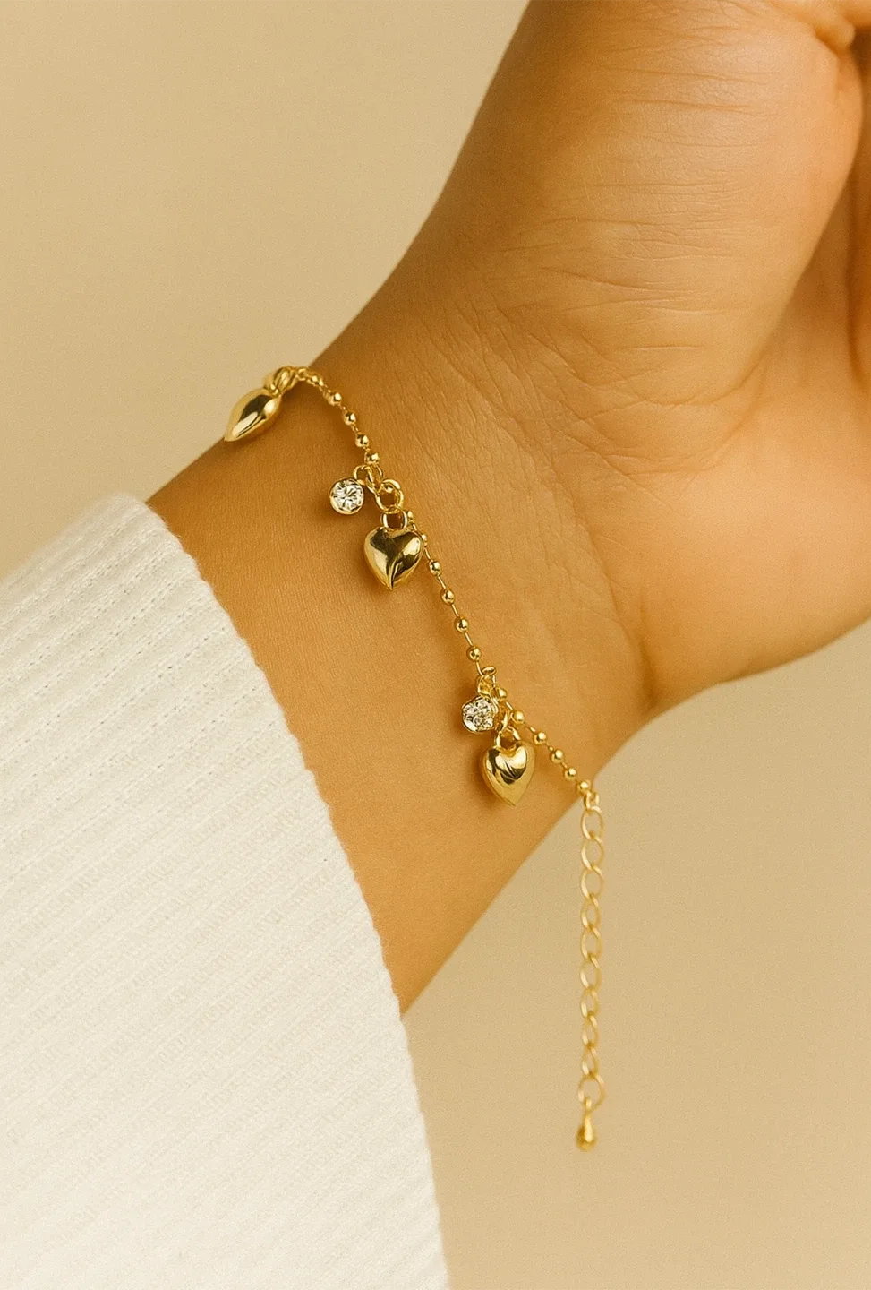 Jewelry - Gold Heart Charm Adjustable Bracelet (Can Ship) thumbnail