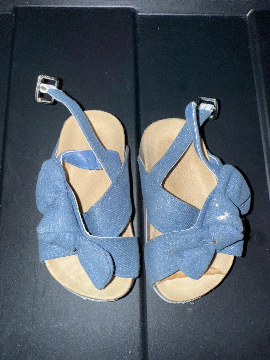 Girls' Blue Bow Sandals, Size 6 thumbnail