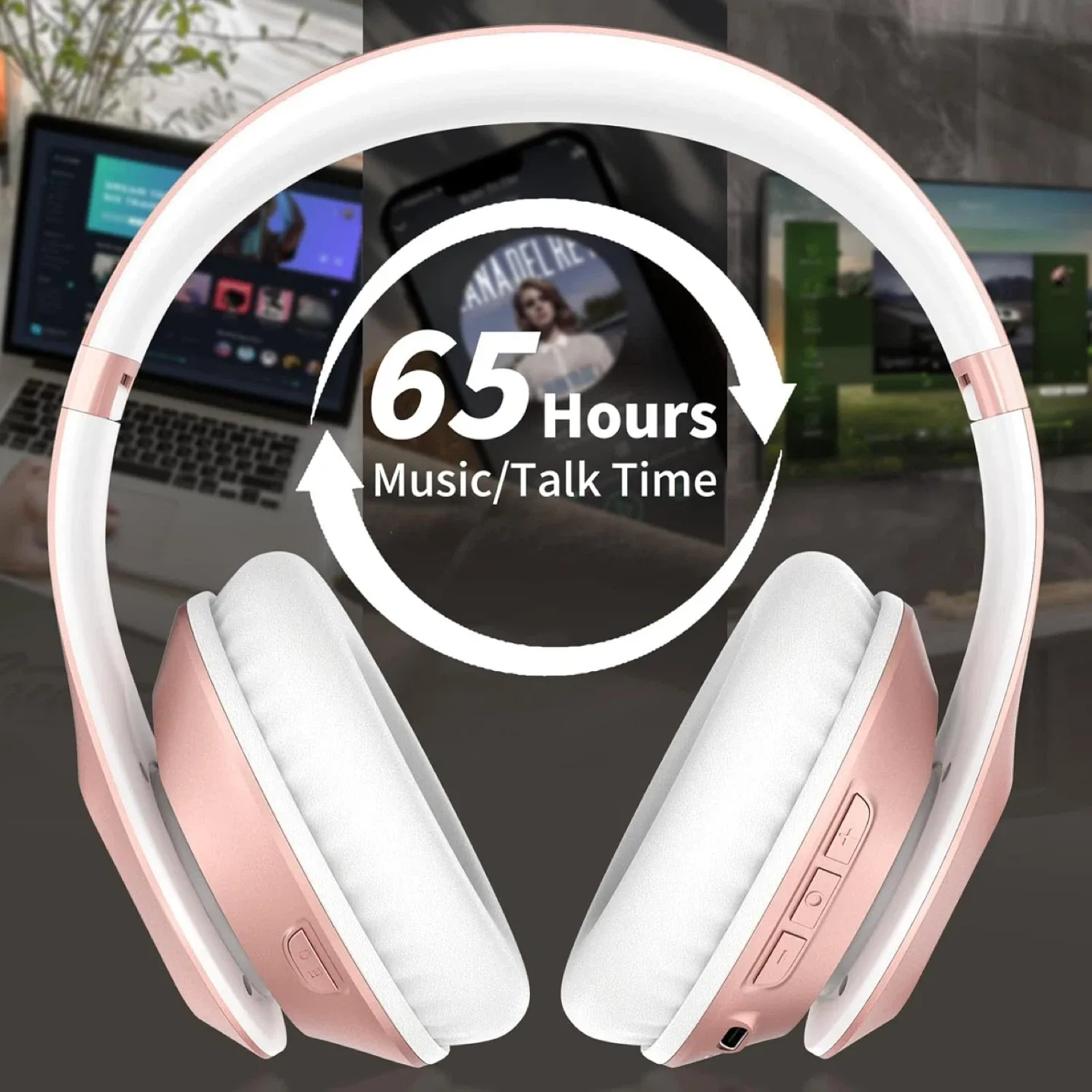Pink & White Bluetooth V5.3 Headphones image indicator(3)