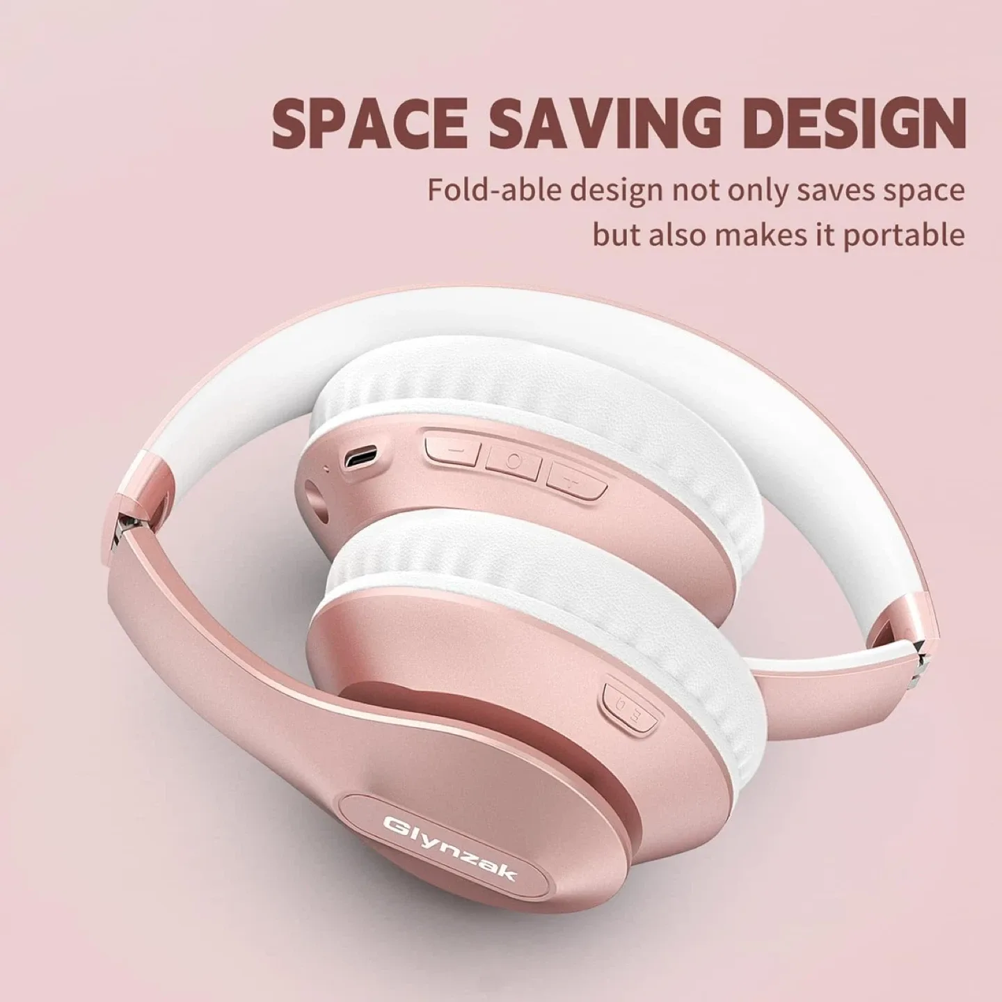 Pink & White Bluetooth V5.3 Headphones image indicator(8)