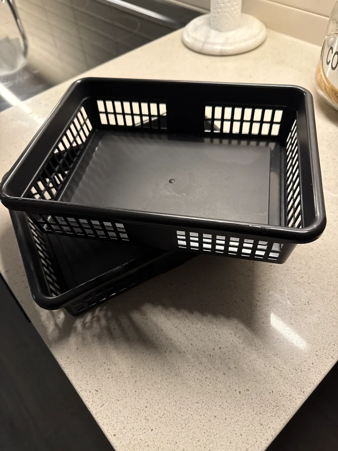 Black Plastic Storage Baskets - Set of 2 thumbnail