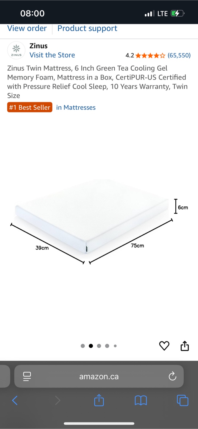Zinus 6-Inch Green Tea Cooling Gel Memory Foam Mattress - Twin - photo 2