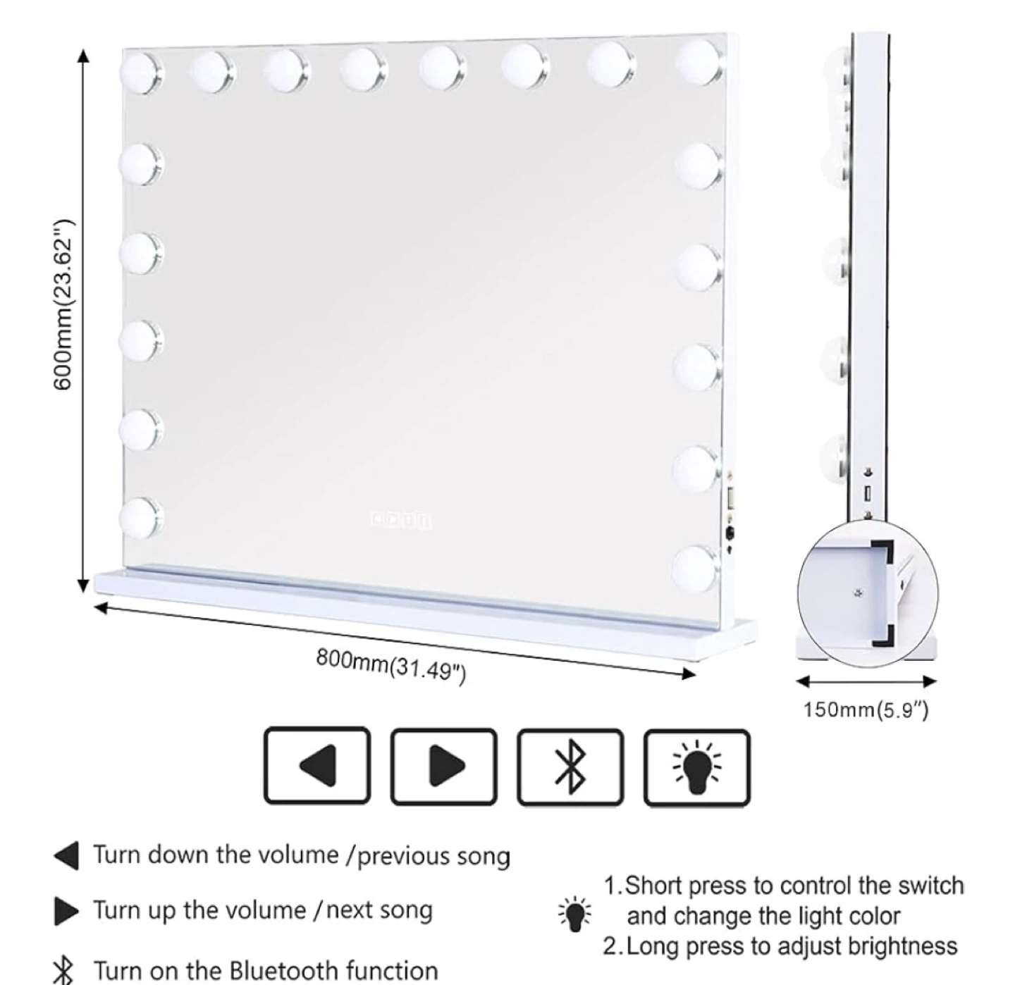Hollywood Style Vanity Mirror with Lights - photo 2