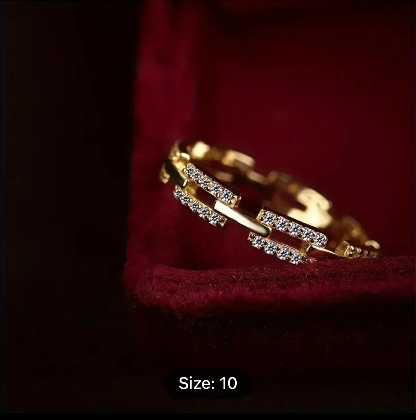 Sparkling Chained Gold Ring thumbnail