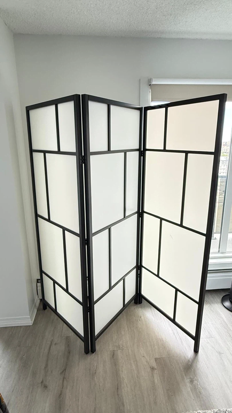 Room Divider - Black Frame, White Panels