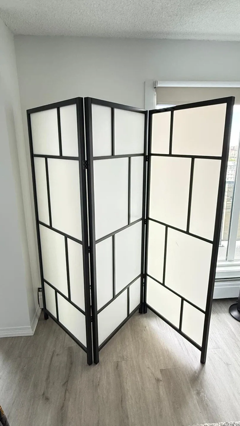 Room Divider - Black Frame, White Panels thumbnail