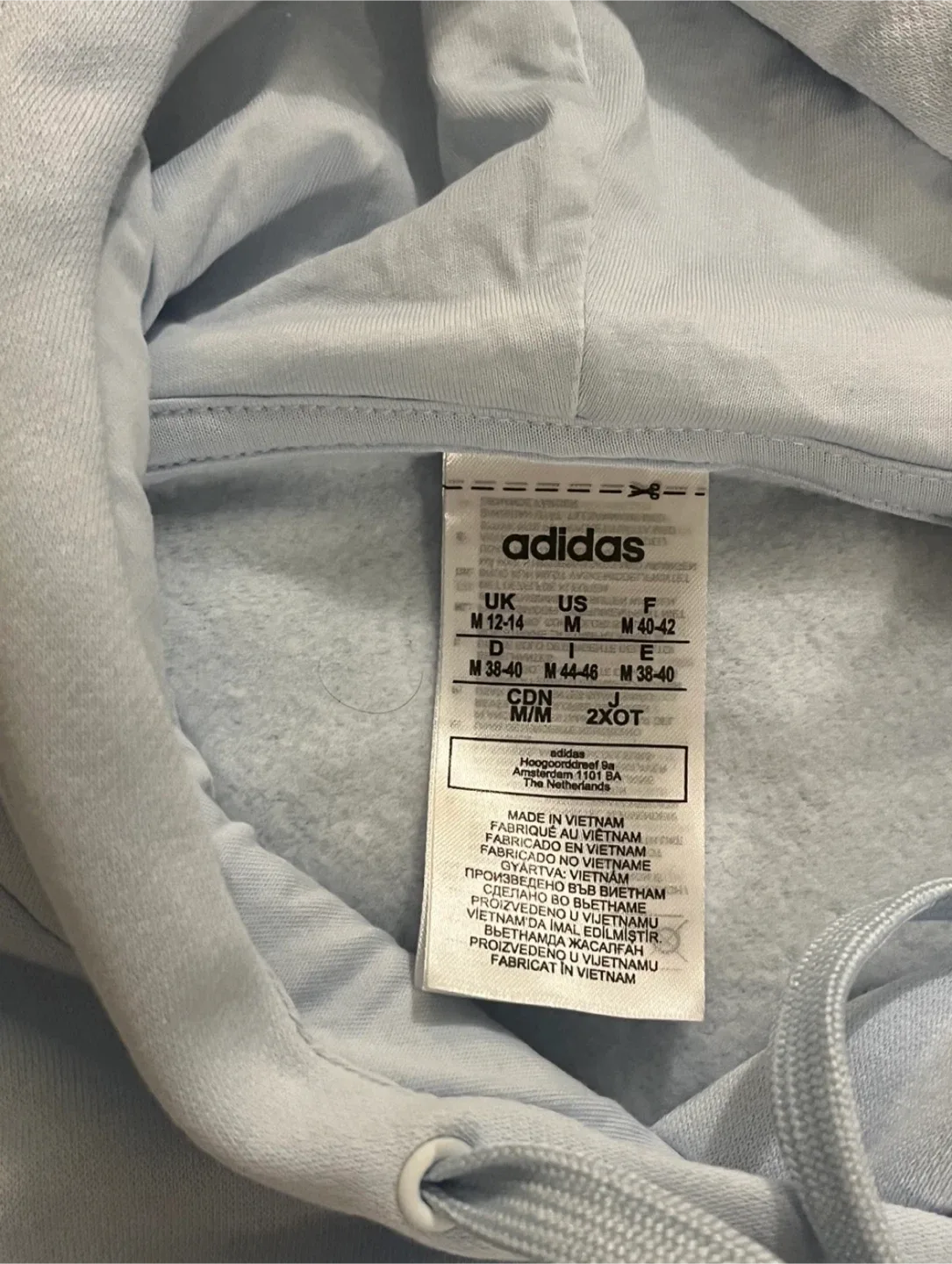Adidas Light Blue Hoodie - Size M image indicator(2)