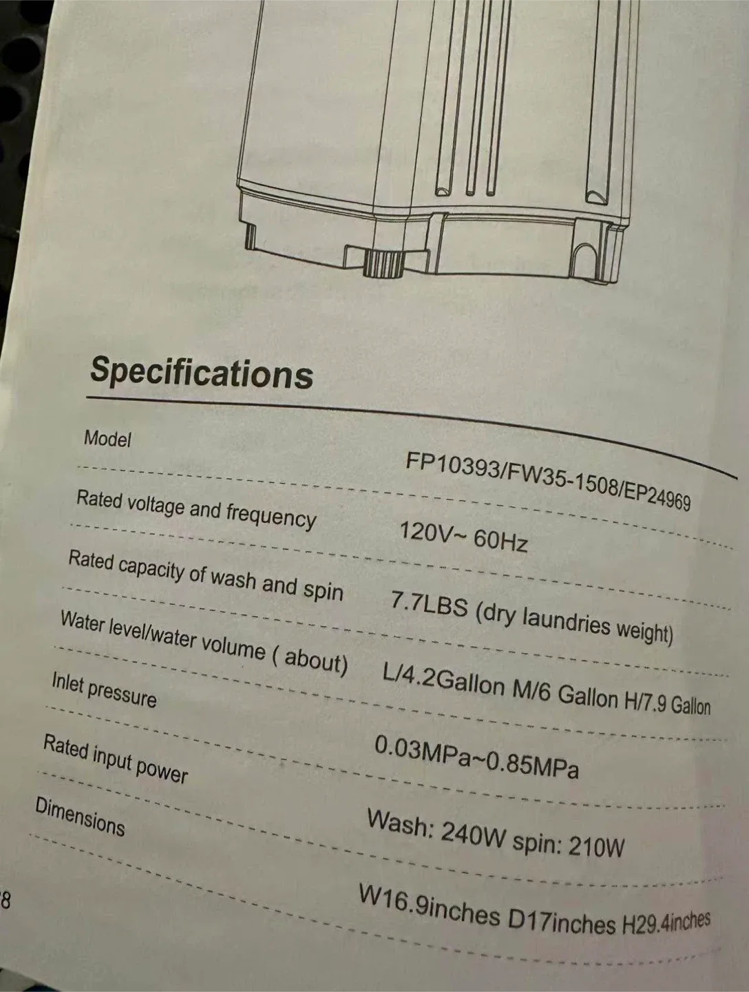 Costway Stand auto Washing Machine FP10393/FW35-1508 image indicator(2)