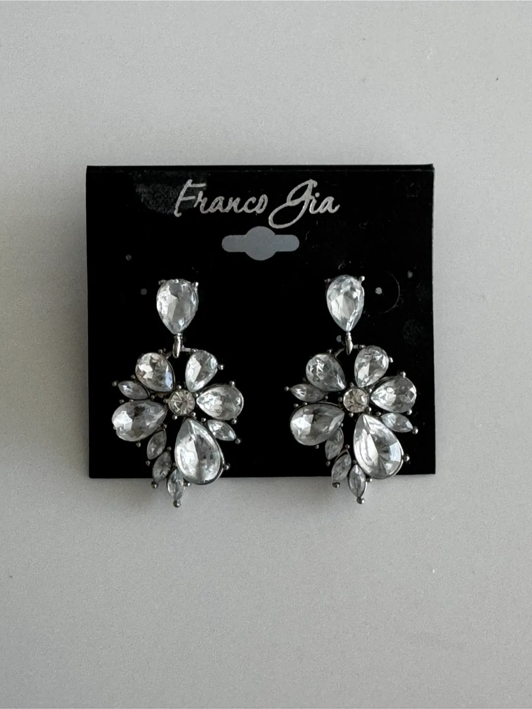 Franco Gia Silver Flower Drop Earrings thumbnail