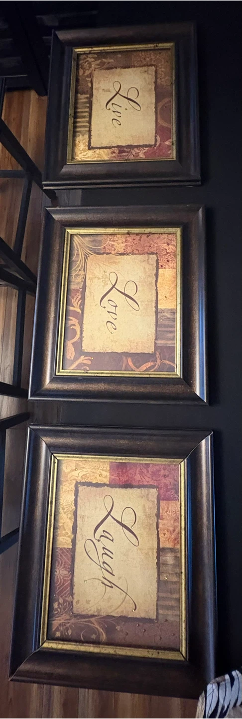 Set of 3 Framed Wall Art - Live, Love, Laugh