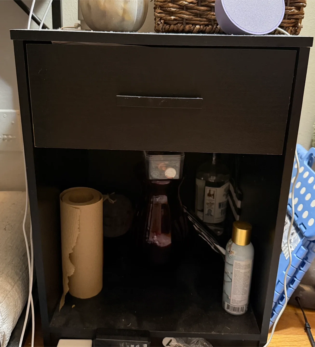 Black Nightstand with Drawer thumbnail