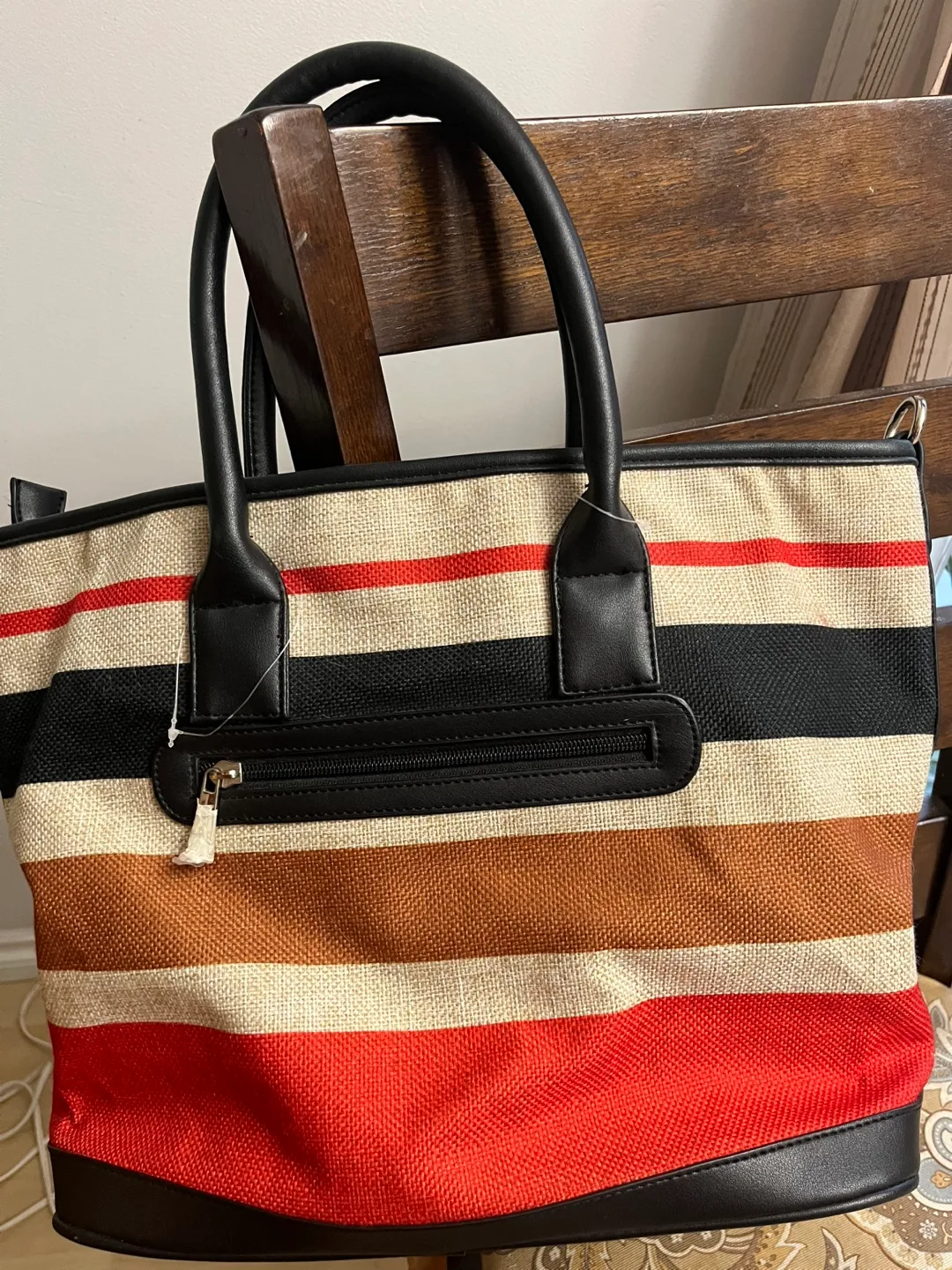 Striped zipper Tote Bag thumbnail
