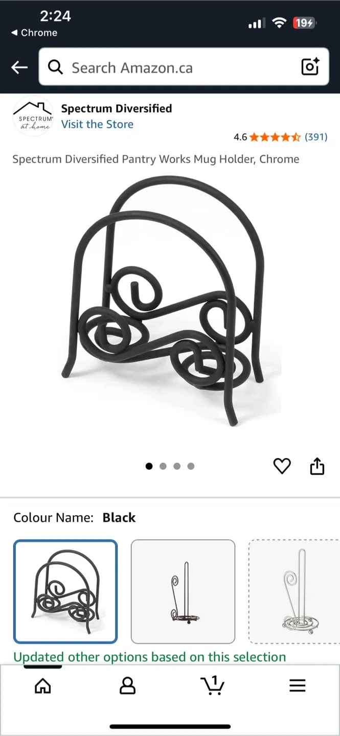 Spectrum Diversified Pantry Works Mug Holder - Black image indicator(2)