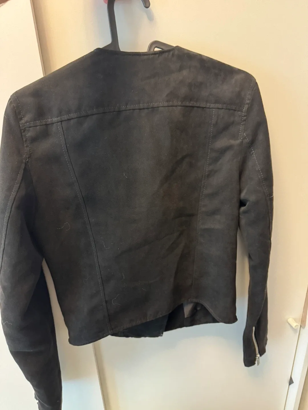 [New] H&M Black Suede Moto Jacket image indicator(4)