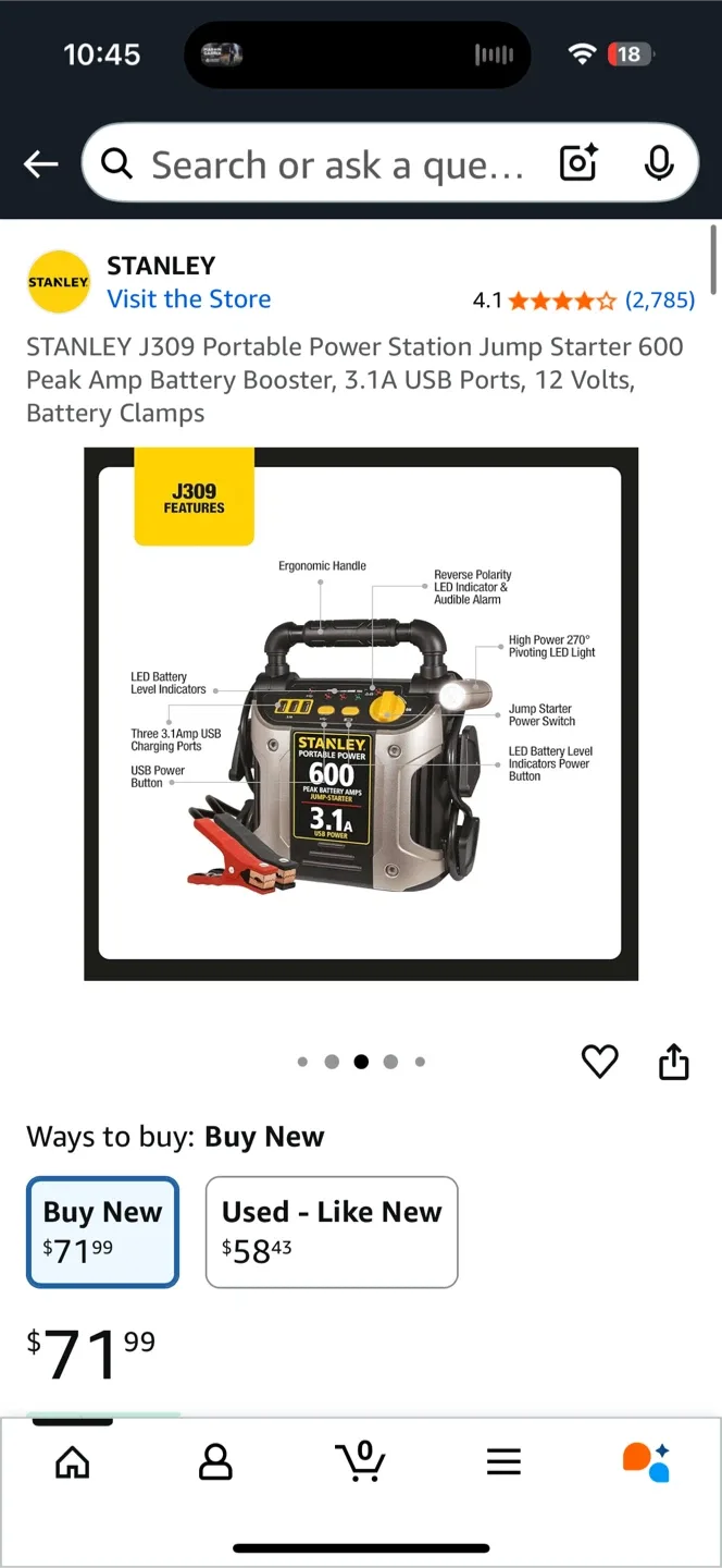 Stanley Jumpit 600 Peak Battery Amps Jump Starter image indicator(4)