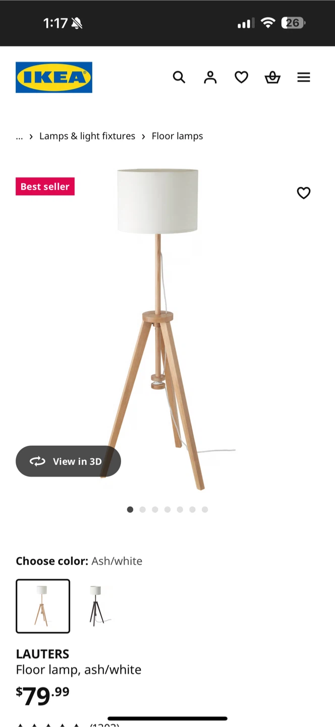 IKEA LAUTERS Floor Lamp - Ash/White - photo 3