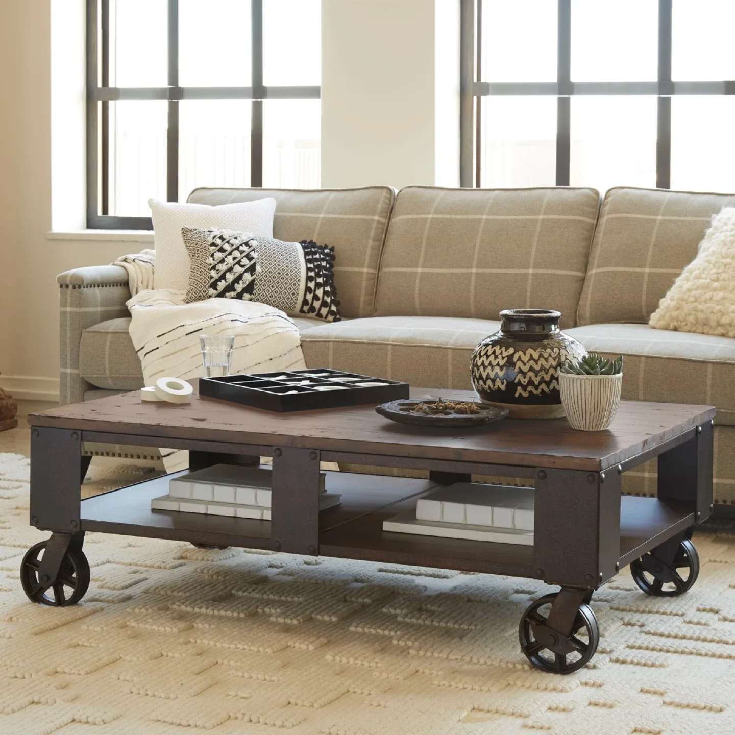 Pinebrook recycled industrial cart coffee table thumbnail