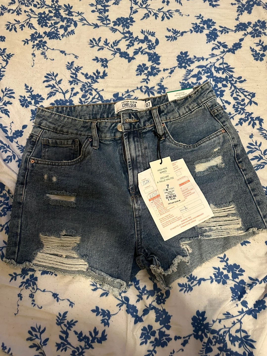 Denim Ripped Shorts - Size 7