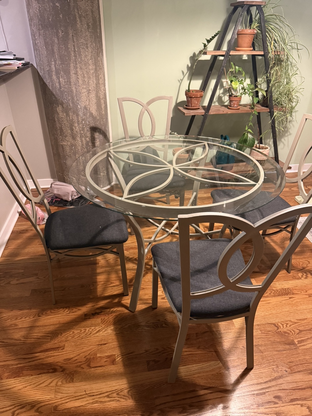 Round Glass Top Dining Table with 4 Chairs - photo 3