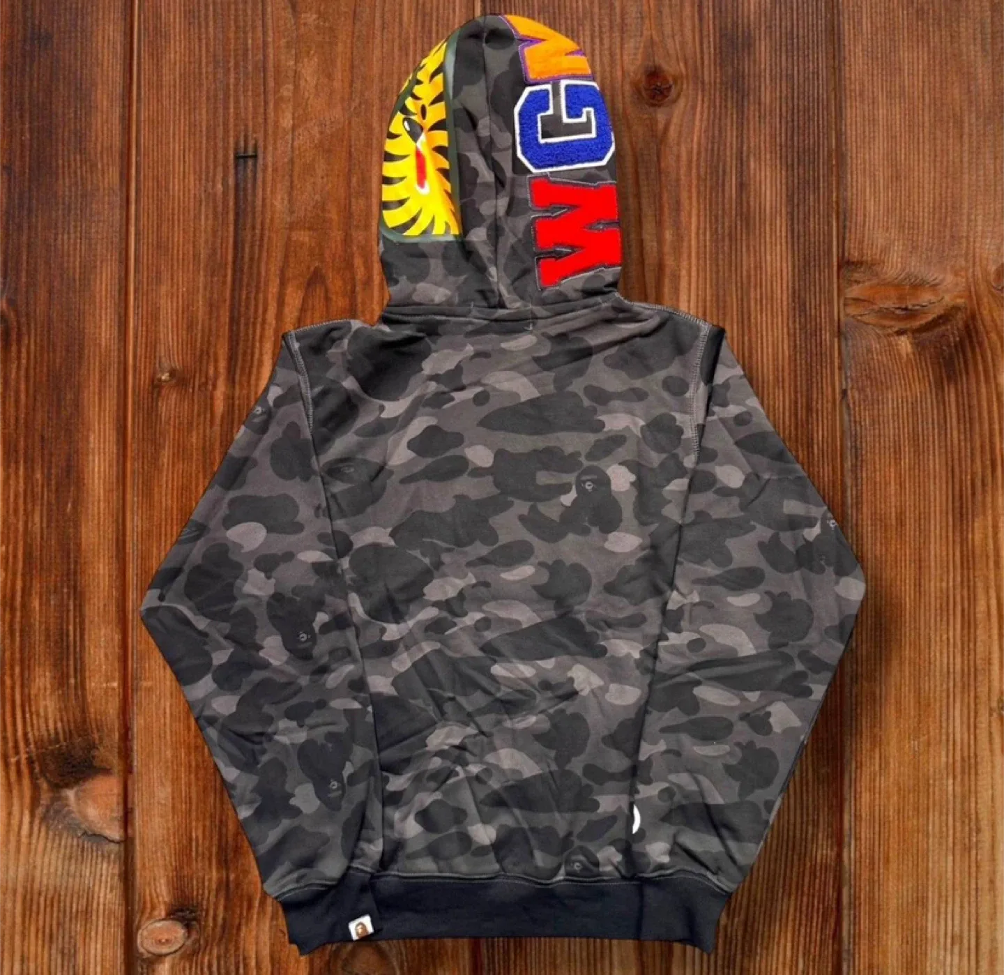 Bape Shark Full Zip Hoodie Black Camo WGM Double Hood image indicator(2)