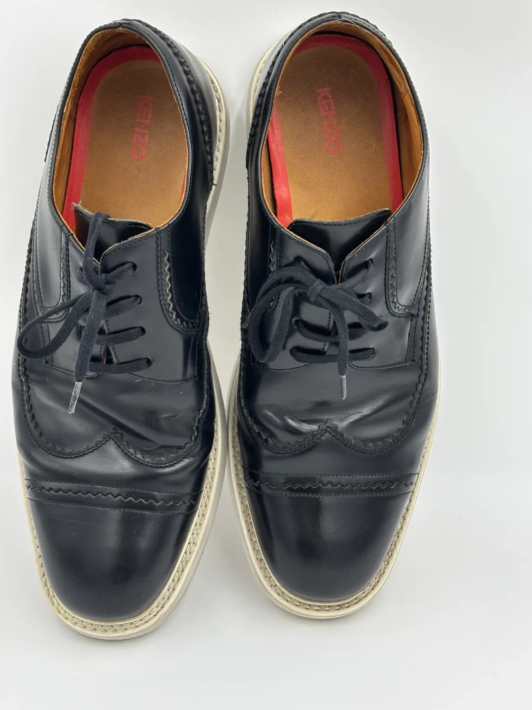 KENZO Mens Black Leather Dress Shoes Size 9 thumbnail