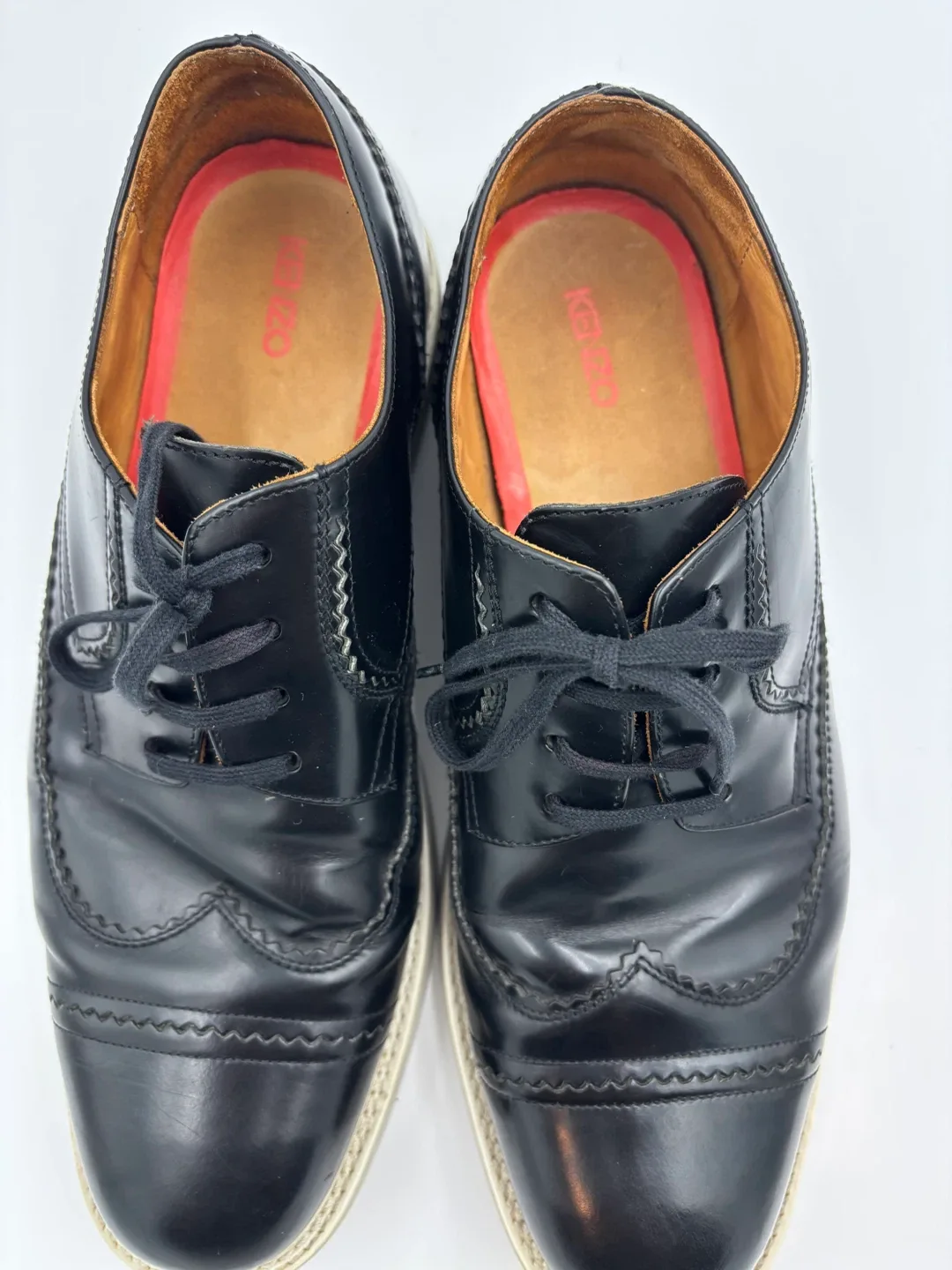 KENZO Mens Black Leather Dress Shoes Size 9 image indicator(6)