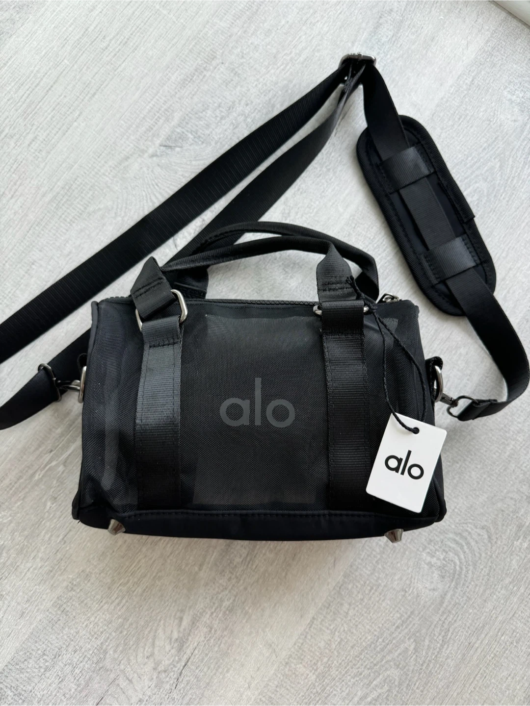 ALO Yoga Mini Sheer Duffle - Black/White - photo 3