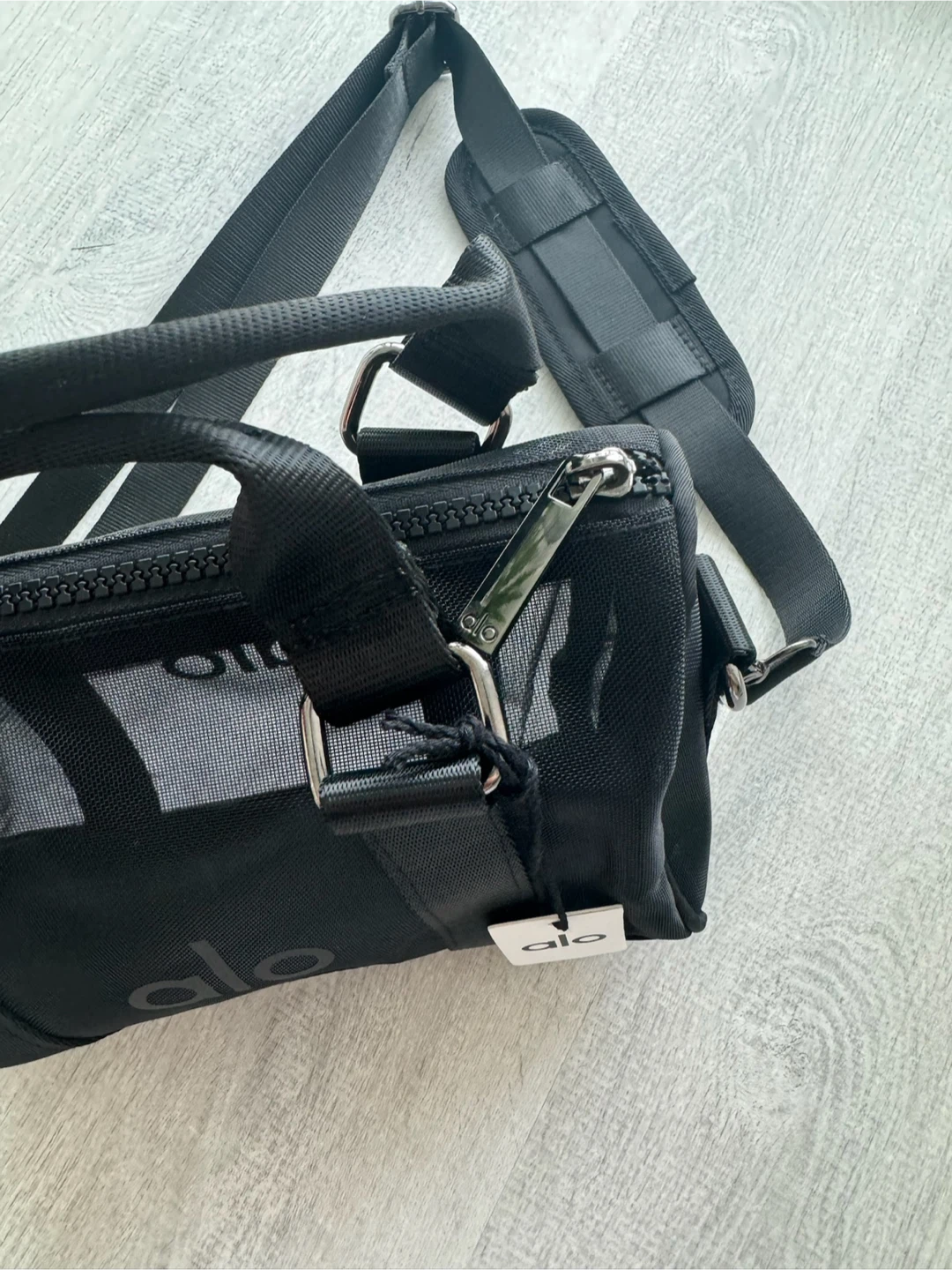 ALO Yoga Mini Sheer Duffle - Black/White - photo 4