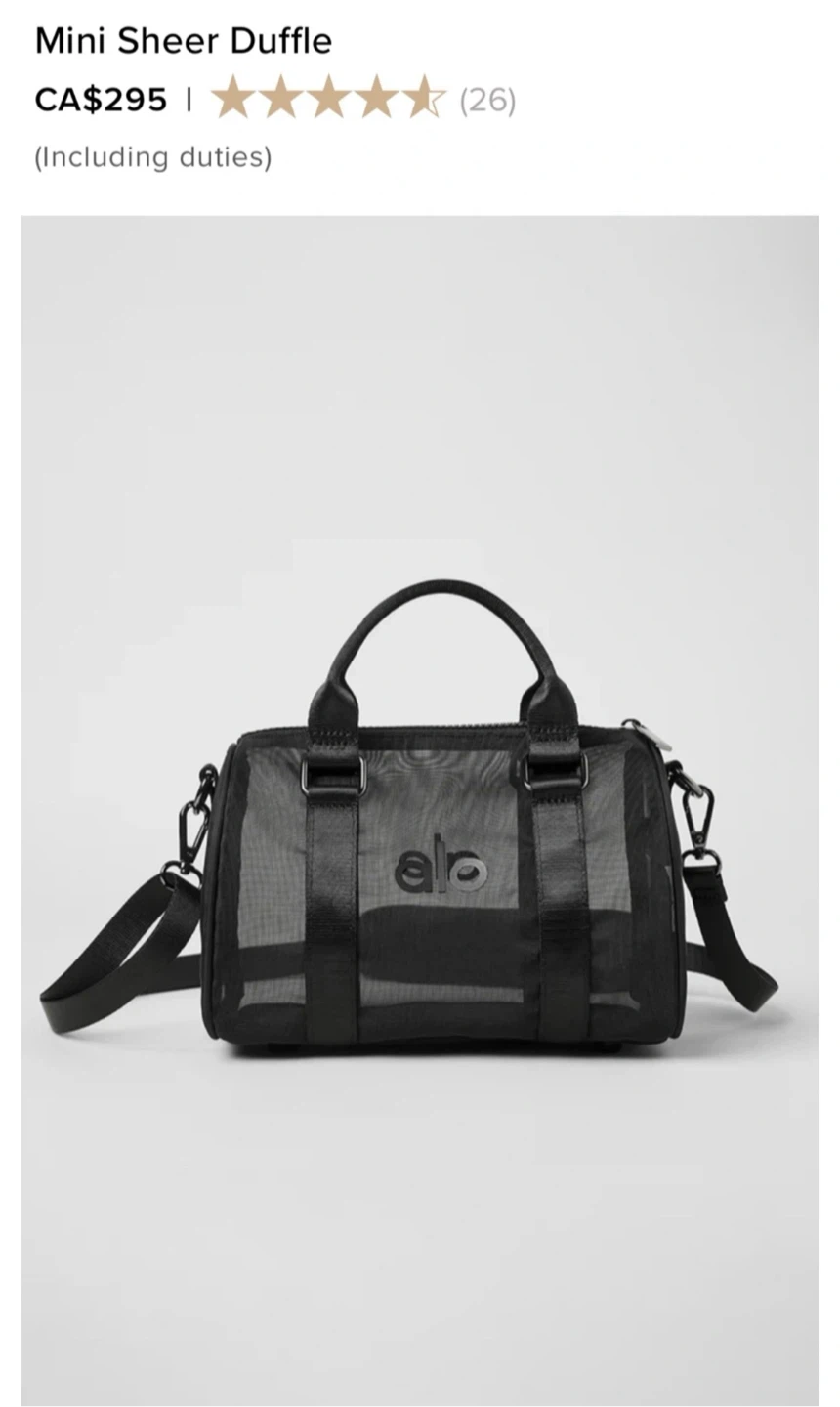 ALO Yoga Mini Sheer Duffle - Black/White - photo 5