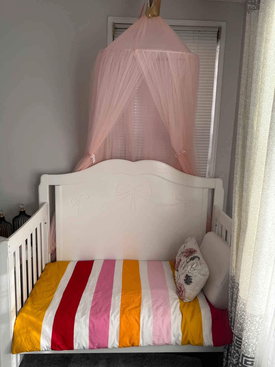 Pink Crib Canopy with Gold Crown