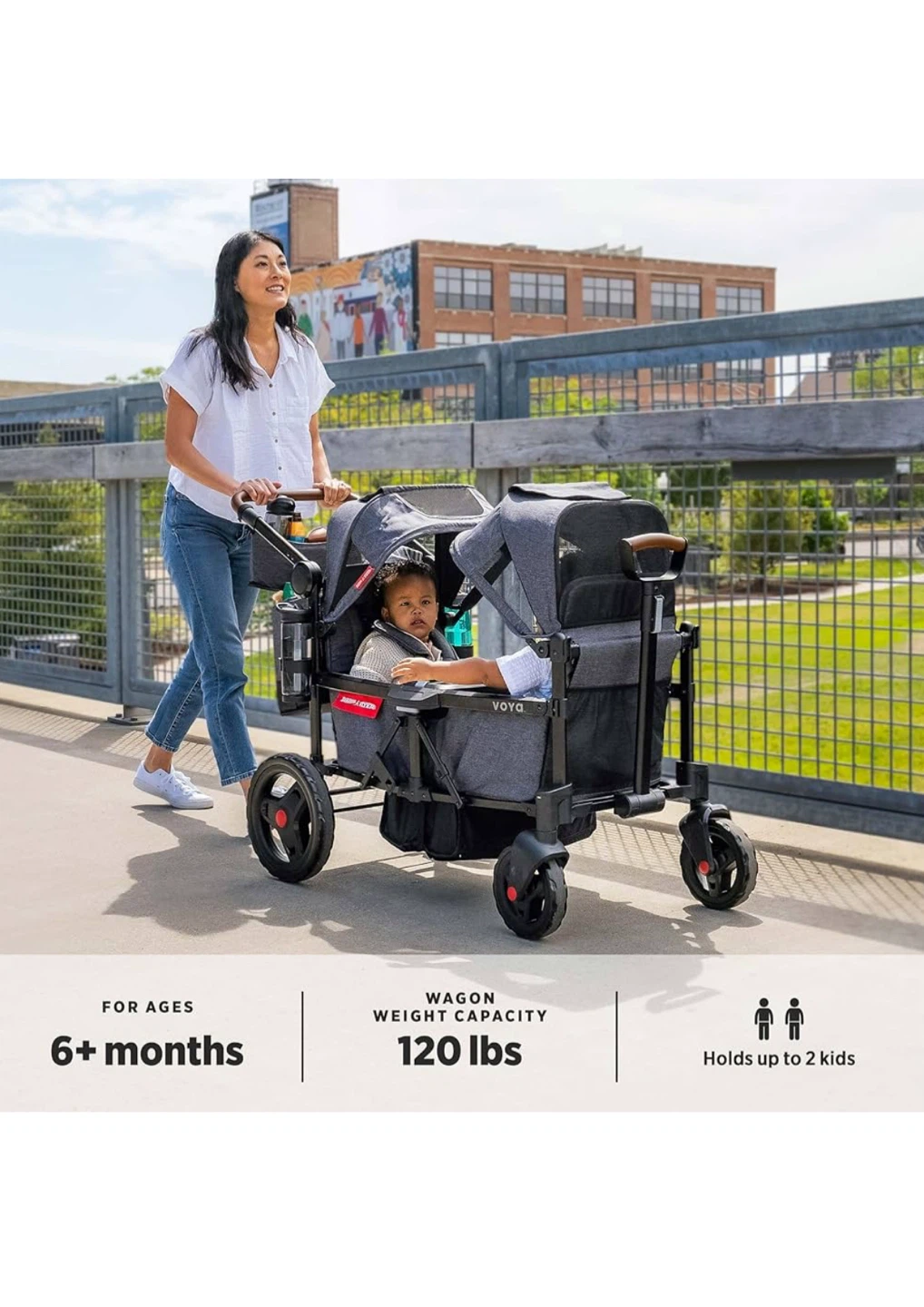 Radio Flyer Voya Stroller Wagon, 2 Seater Wagon Stroller - photo 4