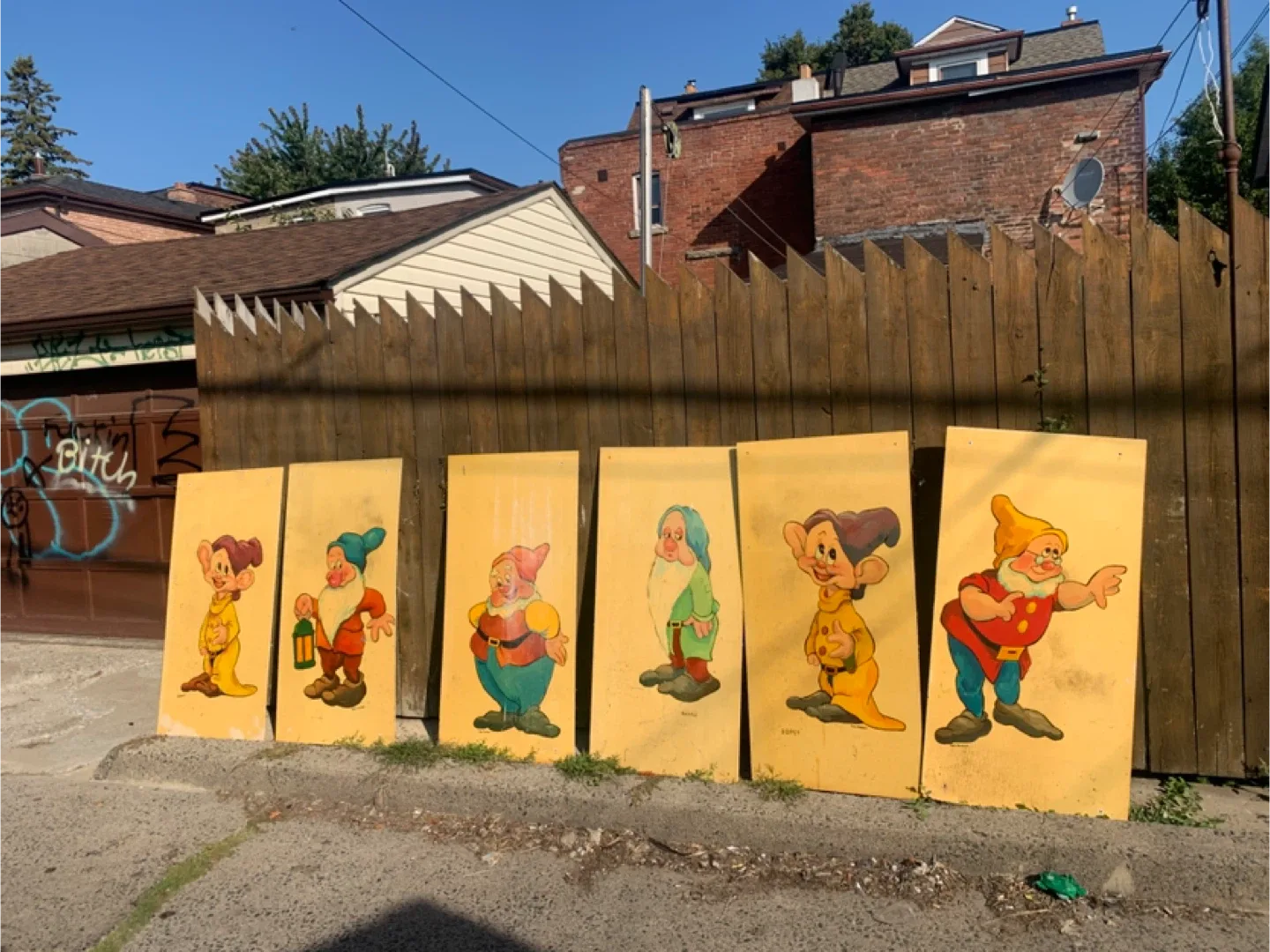 Vintage Dwarfs plywood Panels Snow white painting on plywood thumbnail