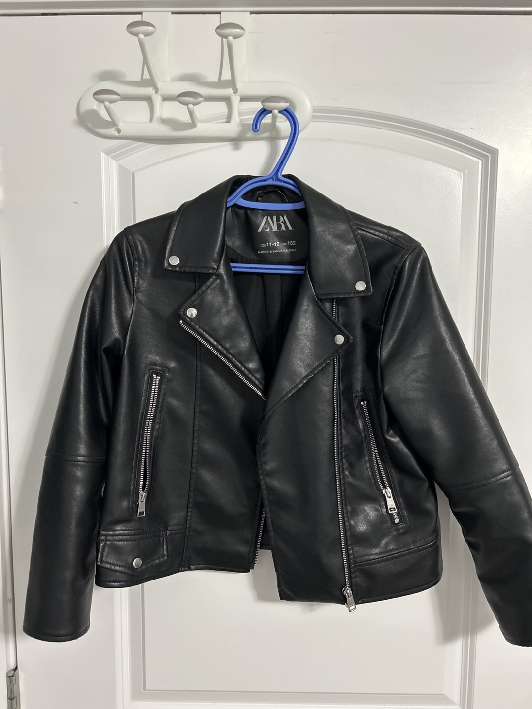 Zara Black Faux Leather Jacket Size S