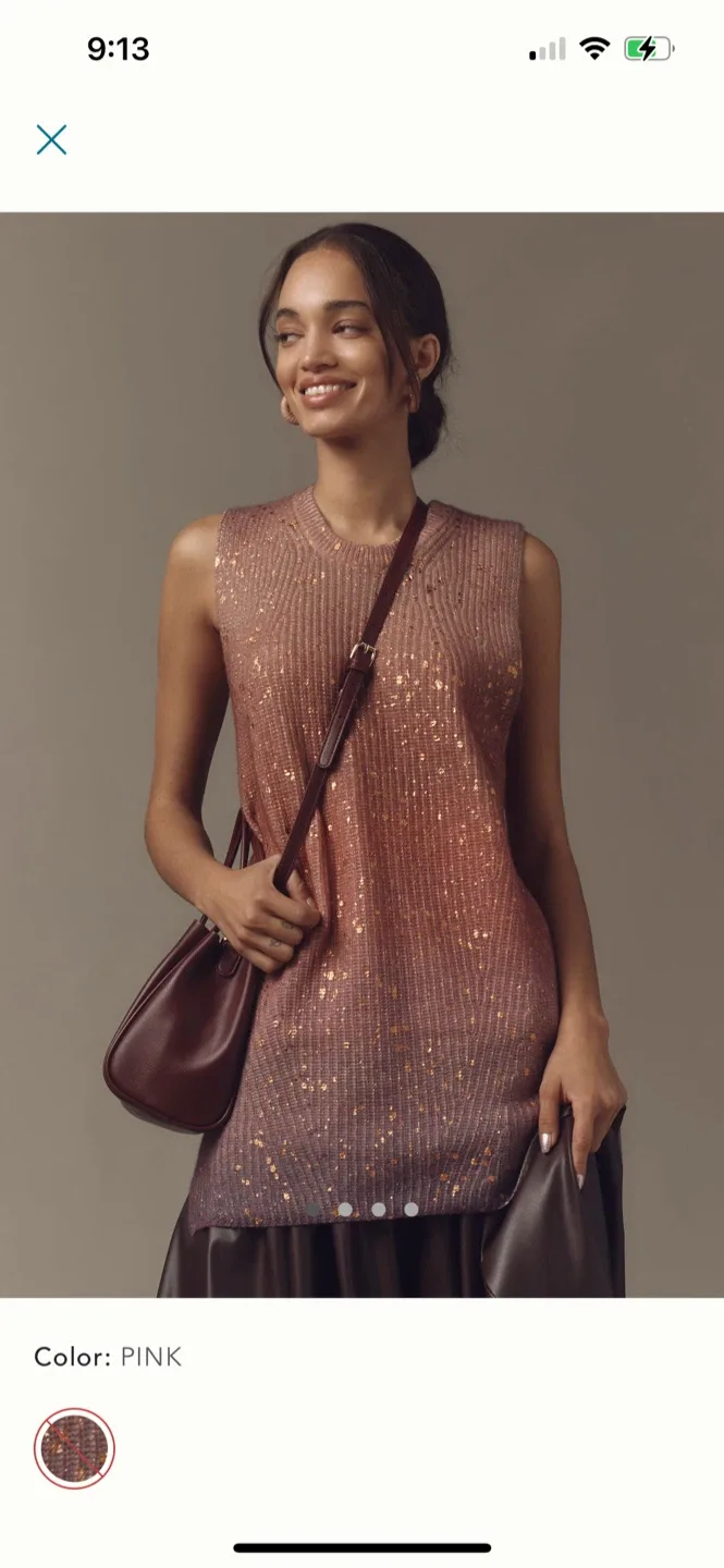 BNWT Anthropologie Longline Metallic Cashmere Sweater S thumbnail