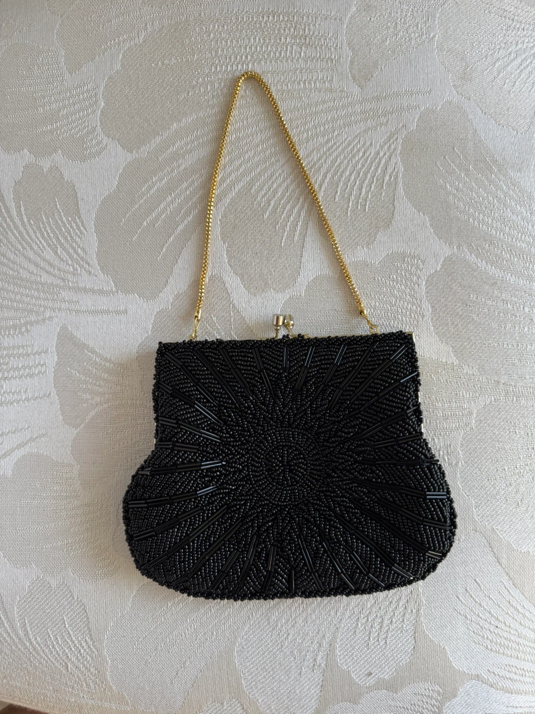 Vintage Beaded Black Evening Bag