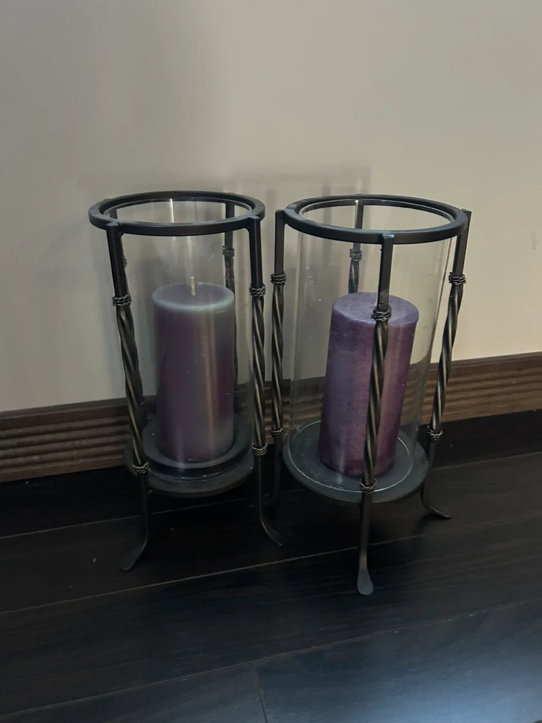 Candle Holders with Purple Candles thumbnail