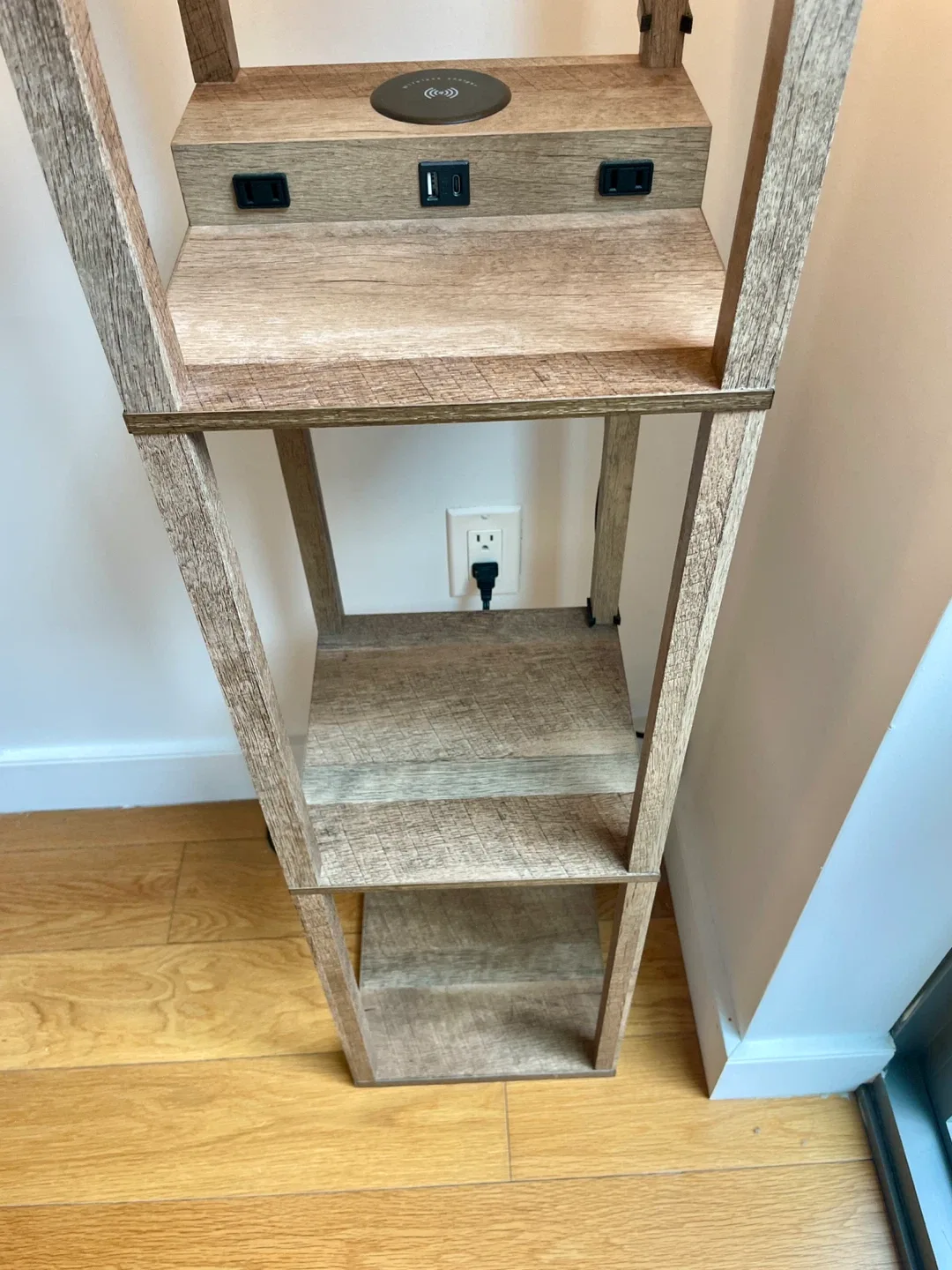 Shelf floor lamp with wireless charger and ports image indicator(6)