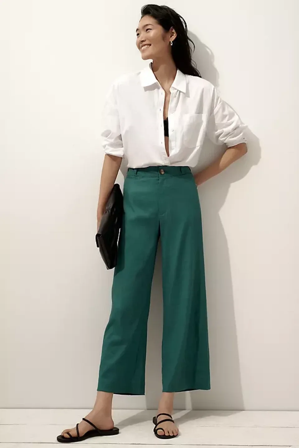 BNWT Anthropologie The Ettie Wide-Leg Linen Pants 25P thumbnail