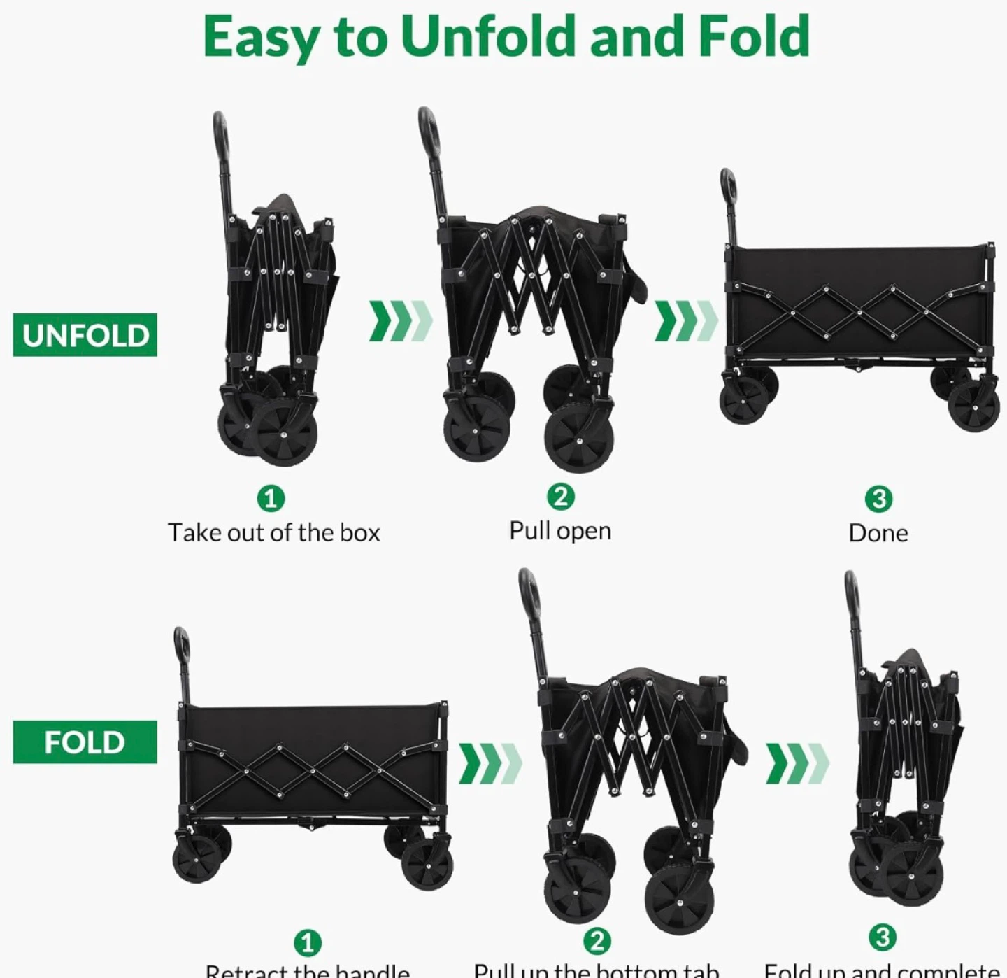 Collapsible Outdoor Utility Wagon - Black - photo 3