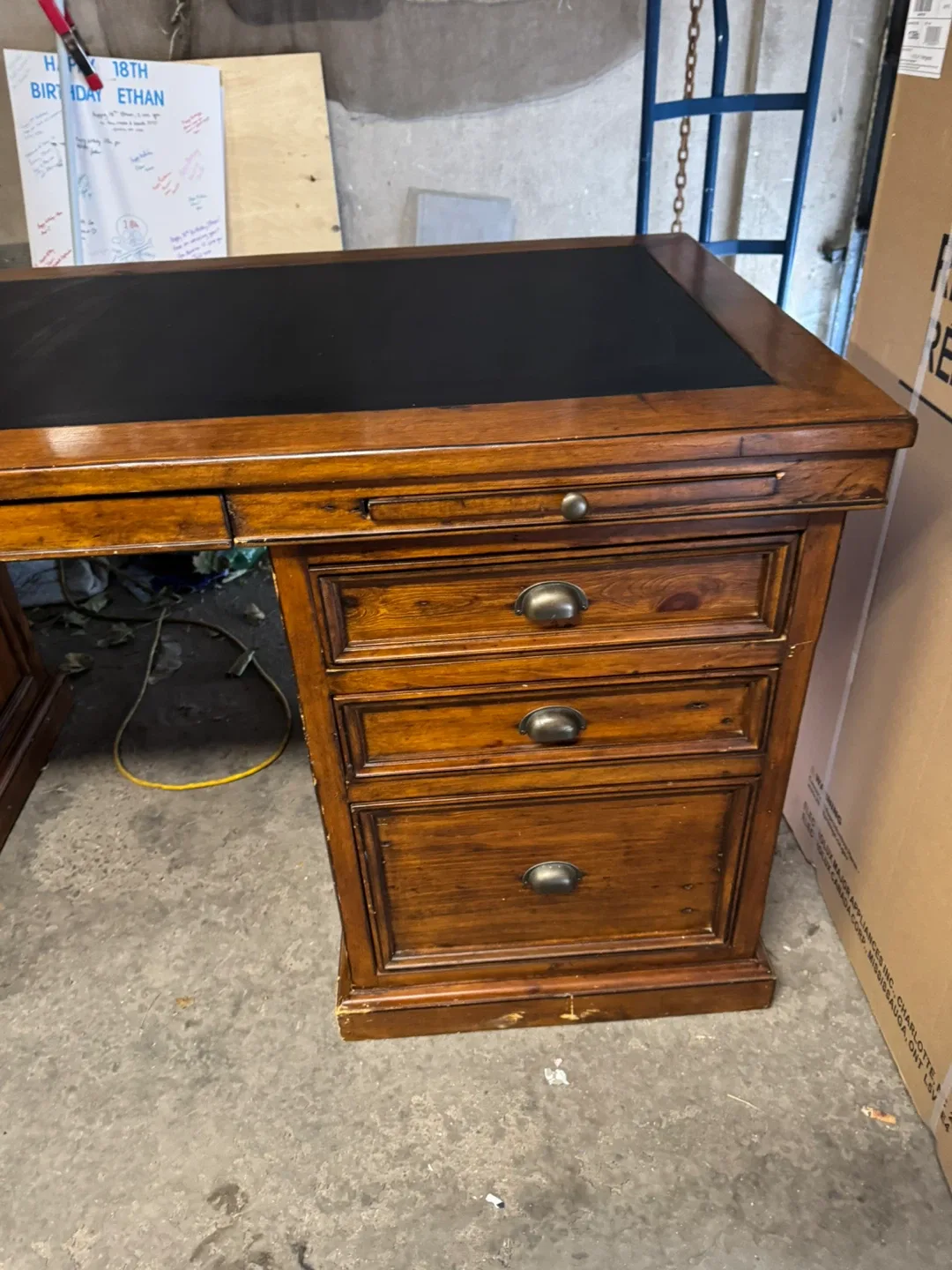 Wooden Executive Desk with Black Leather Top image indicator(3)