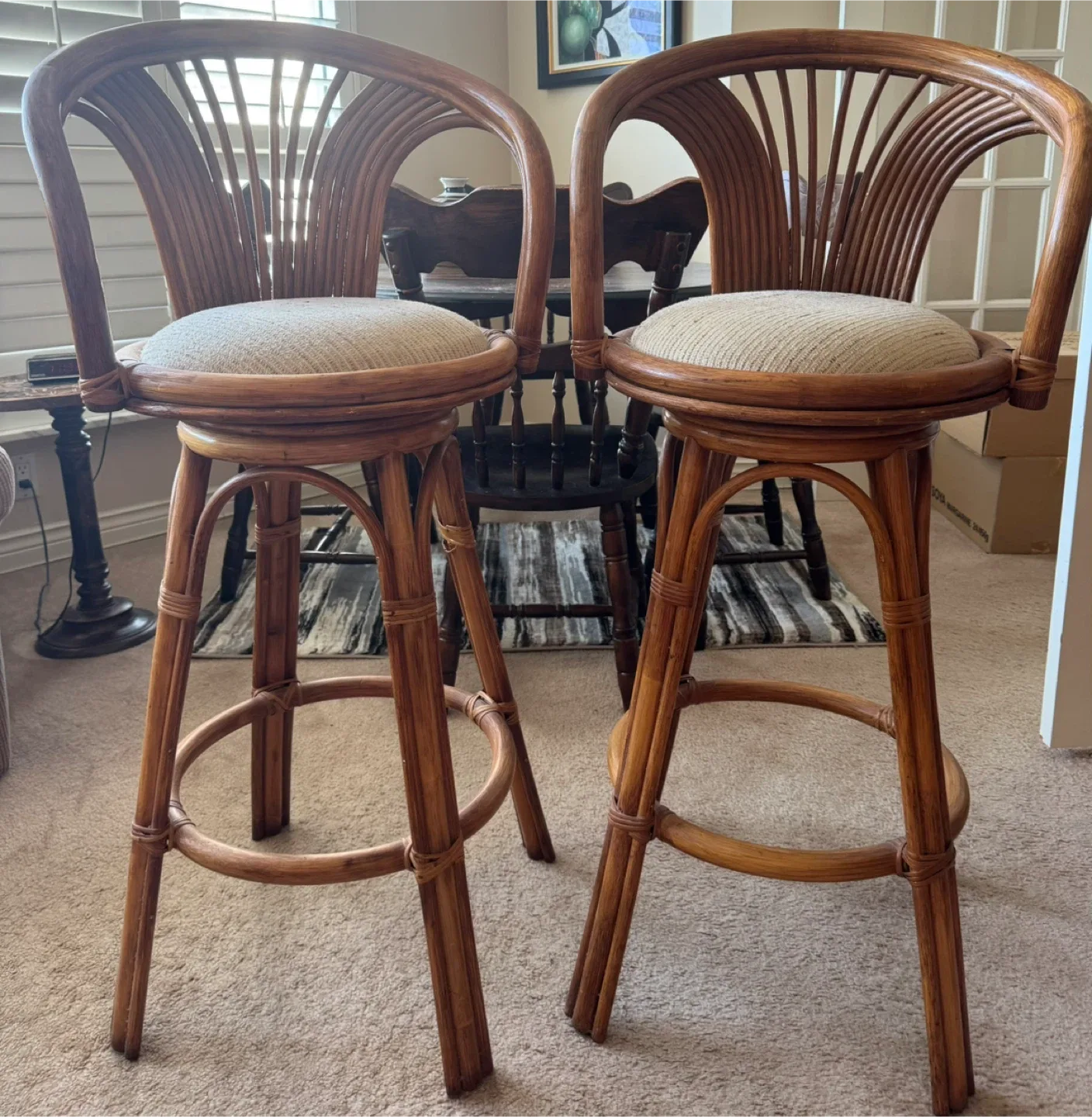 Rattan Swivel Bar Stools - Set of 2 thumbnail